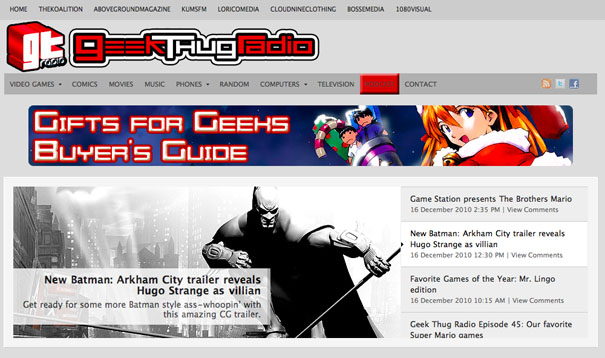 20+ Cool WordPress Sites Using Arras Theme   geek thug radio screenshot arras theme