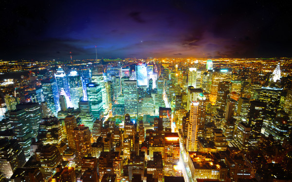 10 HD Wallpapers of New York City   new york city night lights from empire state building hd wallpaper 600x375
